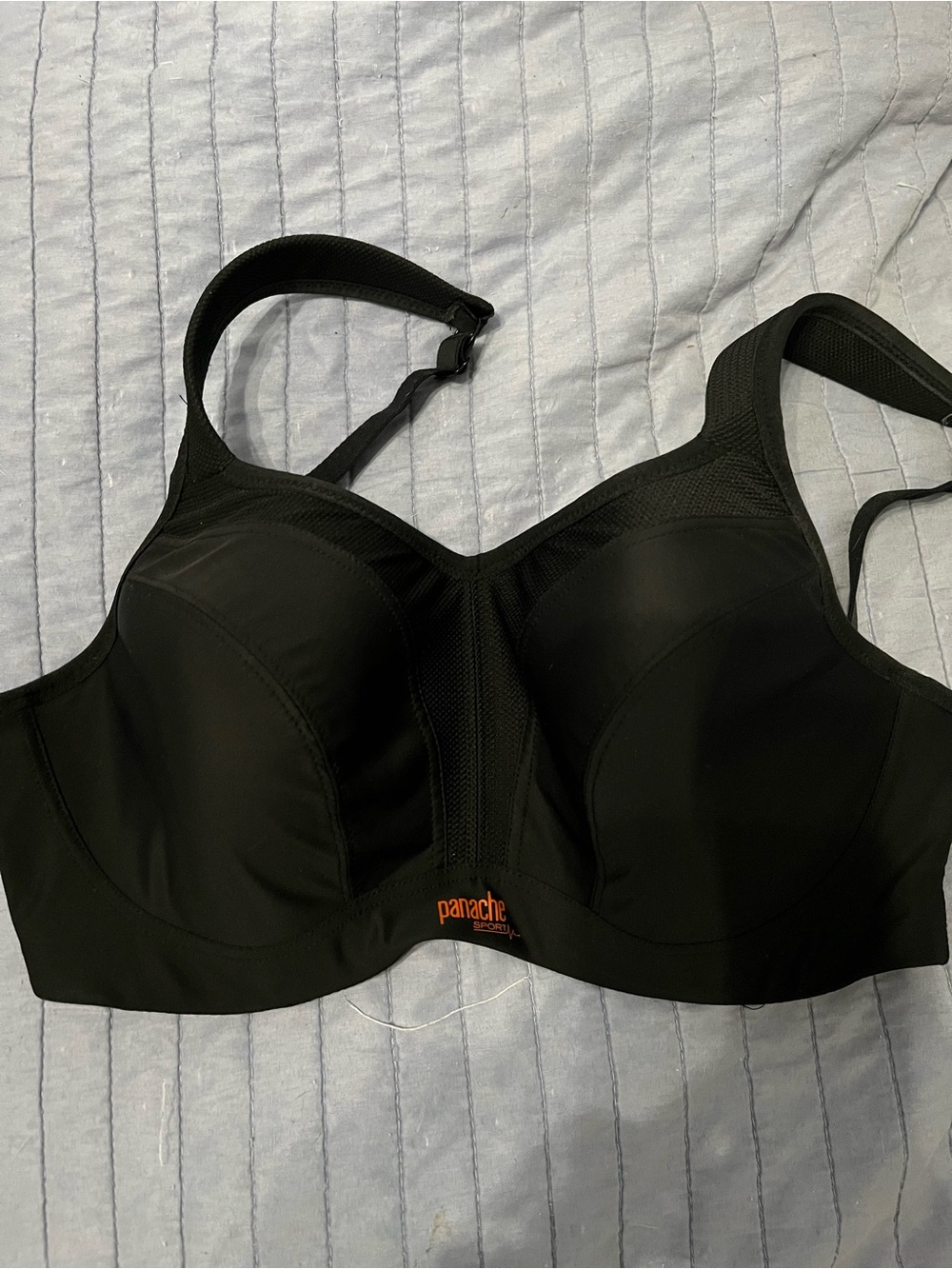 Panache Black Support Bra with Mesh Panels